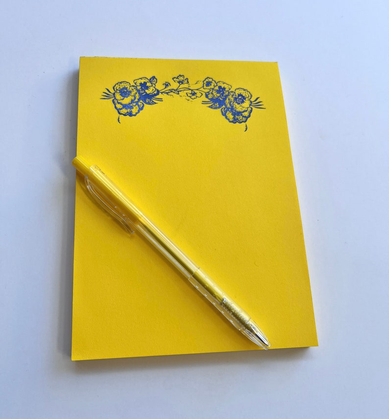 Yellow Floral Beautiful Notepad 70 Letter Writing Sheets Each One Has ...