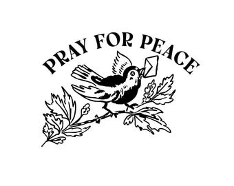 Pray for peace bird rubber stamp religious gift prayer inspirational Jesus Scripture Christian bible group Catholic spiritual motivational