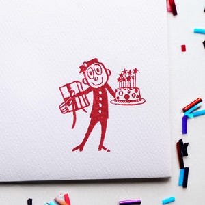 Mr Zip joyeux anniversaire tampon en caoutchouc bujo scrapbooking escargot courrier enveloppe décoration correspondant anniversaire cadeau rétro cadeau pour amateur de courrier vintage