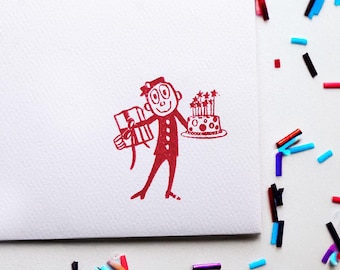 Mr Zip Happy Birthday rubber stamp retro mail decoration bujo scrapbooking  snailmail envelope decor penpal birthday gift mail lover vintage