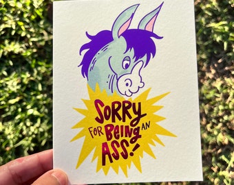 Sorry for being an a*s metallic foiled card Apologetic greeting card for boyfriend girlfriend best friend I am so sorry forgive me