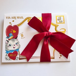 merci  jolie carte de voeux kitsch de chat vintage  merci de la mariée de l'enfant  beau set de papeterie