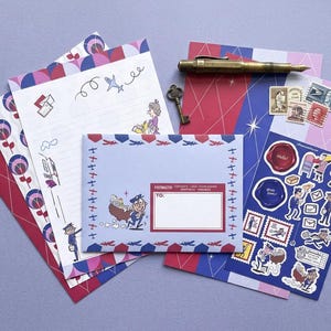 Mr Zip mid century stationery set double-sided letter writing sheets with matching lined envelopes unique beautiful stationary pen pal gift