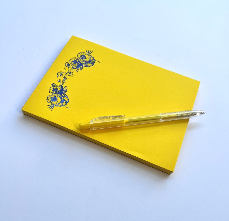 Yellow Floral Beautiful Notepad 70 Letter Writing Sheets Each One Has ...