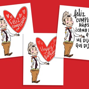 Happy Birthday cumpleaños funny greeting card super cute Cantinflas I Love you funny cute Mexican icon card for him and here and kids bday image 3