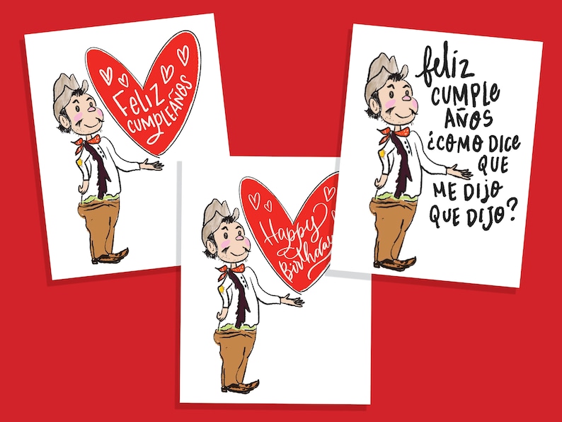Happy Birthday cumpleaños funny greeting card super cute Cantinflas I Love you funny cute Mexican icon card for him and here and kids bday image 3