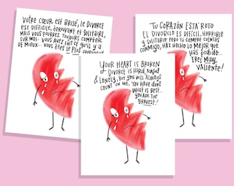 Heart break divorce healing greeting card english spanish french encouragement greeting card perfect for a friend dealing with a break up