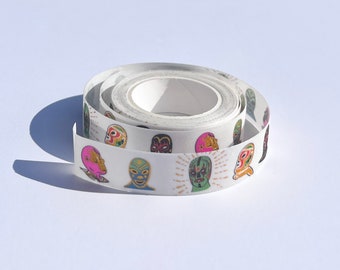 Lucha Libre Mask Washi dekoratives Klebeband perfekt für Bullet Journaling Planer Umschlag Dekoration, Scrapbooking, Geschenk Dekor, mexikanische Wrestler