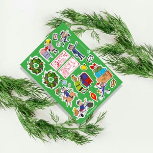 Pegatinas navideñas Mr Zip A6, hoja perfecta para regalar por correo postal, pegatinas vintage para niños, pegatinas para bullet journaling, pegatinas para correo postal, bujo