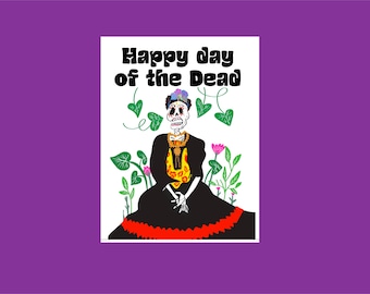 Happy day of the dead Halloween die de los muertos celebration cute scary card for her him kids