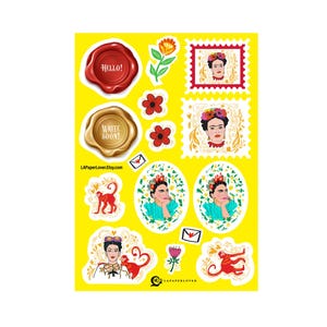 Frida und ihr Affe Fulang chang A6 Sheet Briefpapier Post Bujo Bujo Journaling Sticker Kahlo Frida Liebe Geschenk