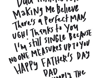 Dad none/ nothing compares to you happy fathers day card funny from single daughter / daddy's little girl/ happy father's day funny gift