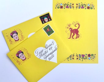 Christmas stationery with envelope for Frida Kahlo lovers stationery set double-sided letter writing sheets with matching envelopes