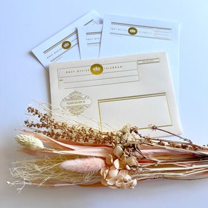 Hermoso juego de escritura de cartas ruborizadas, kit para escribir telegramas por correo postal, 3 sobres y hojas con detalles dorados, ENVÍO GRATIS A EE. UU., regalo de agradecimiento para la novia.