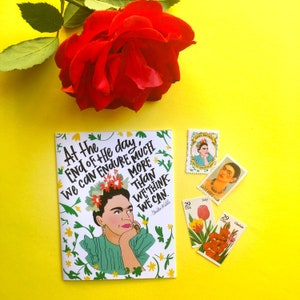 Frida Kahlo Incoraggiamento Cartolina di simpatia con finta Frida Cartolina ravvivare sentire meglio carta finto artista francobollo finta affrancatura
