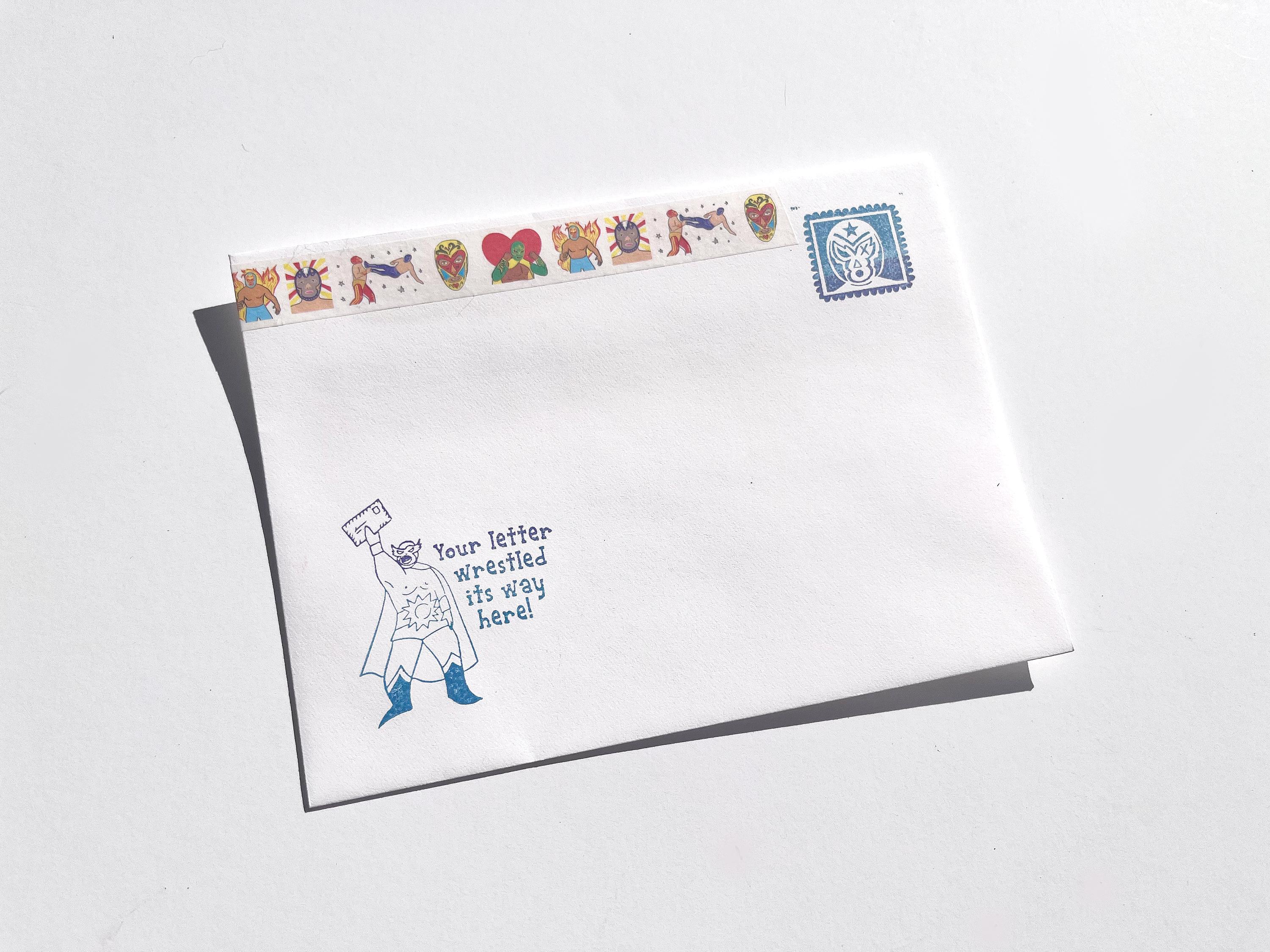 Luchador Rubber Stamp Cute Bullet Journaling Envelope Decor ...