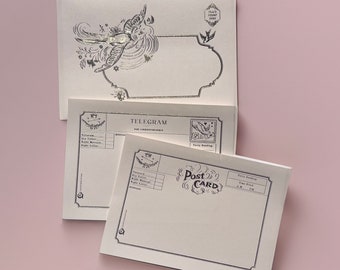 Beautiful vintage themed envelope Postcard & Telegram sheets gorgeous stationary letter writing kit old fashioned ephemera snail mail gift