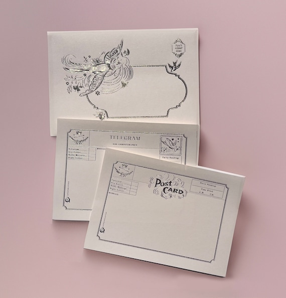 Beautiful vintage themed envelope Postcard & Telegram sheets gorgeous stationary letter writing kit old fashioned ephemera snail mail gift