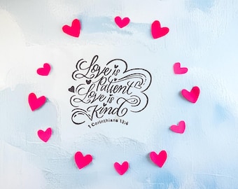 Love is patient kind valentines wedding rubber stamp religious gift prayer inspirational Jesus Scripture Christian bible verse Catholic gift