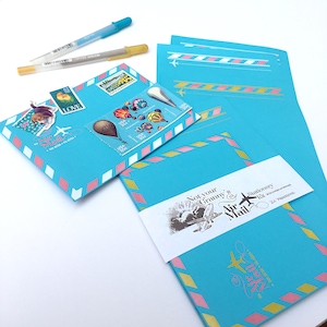 Luftpost blaue Umschläge Siebdruck handgemacht perfekt für Kalligraphie / Füller / einzigartige Briefpapier Brief schreiben Kit für Weihnachtsgeschenk