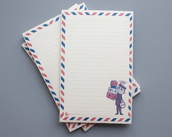 Mr Zip notepad pink and blue retro vintage postman 50 pages vintage postman sheets of paper