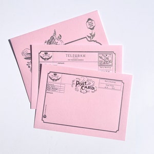 Juego de 2 bonitos papeles para cartas, telegramas y postales, bonitos papeles para escribir, papelería de inspiración vintage, papel de escribir de lujo
