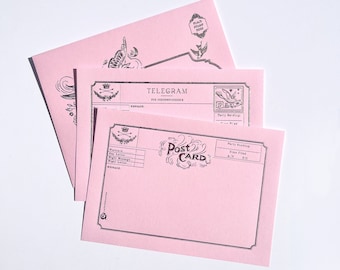 2 pattern cute letter set telegram and postcard sheets | cute writing sheets writing set vintage inspired stationery Luxurious Writing Paper