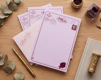 Postcard retro vintage notepad 50 pages pink cute sheets of paper ephemera