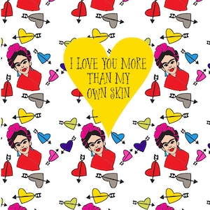 Frida Kahlo Quote Folkloric I Love You Paper Card A2