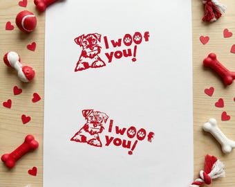 I woof you rubber stamp cute valentines journaling envelope decor scrapbooking postal penpal supplies snailmail dog lover gift bujo letter