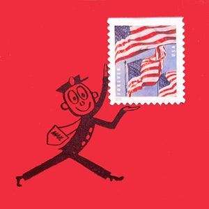 Mr Zip carrying a stamp combine him with a stamp or draw doodles around him scrapbook bullet journaling pen pal snail mail vintage cute gift