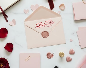 I love you rubber stamp wedding spencerian calligraphy journaling envelope decor scrapbooking postal penpal supplies snailmail gift letter