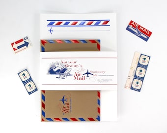 Schöne folierte Luftpost Brief-Set, soziale Briefpapier Vintage-Stil Luftpost Kraft Umschläge Brieffreundschaft und Snail Mail Kreatives Briefpapier Geschenk
