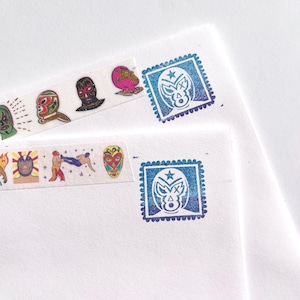 Luchador Verzendkosten rubberen stempel bullet journaling envelop decor scrapbooking post penvriend benodigdheden snailmail cadeau brief Mexicaanse worstelaar