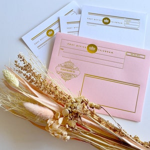 Creative snail mail luxury set Sobres de telegrama en color lavanda, lila, rubor y azules Wedding Stationery Unique Personal thank you