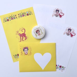 Regalos de Frida Kahlo para los amantes de Frida Kahlo, juego de papelería, hojas para escribir cartas de doble cara con sobres a juego, elevan la correspondencia