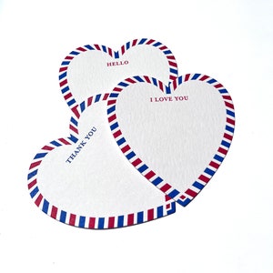 Hola -Gracias -Te amo Paquete de tarjetas Letterpress •ENVÍO GRATUITO EN EE.UU. Correo postal Pen Pal regalo Gracias tarjeta de boda Correo aéreo amor vintage
