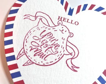 You've got mail bear rubber stamp perfect use w/forever round stamps or by itself bullet journal scrapbook envelope package wrapping decor