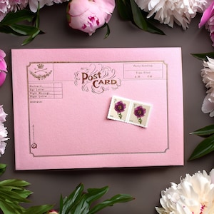 Papelería de oro rosa set sobre con diseño de paloma Postal y hojas de telegrama perfecto correo de caracol amigo regalo boda gracias efímera amor