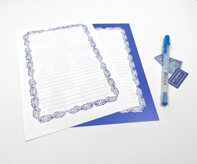 Letter Writing Sheets Blue Delft Double Sided Writing Paper Matching