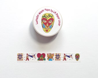 Lucha Libre Washi dekoratives Klebeband perfekt für Bullet Journaling Planner Umschlag Dekoration, Scrapbooking, Geschenk Dekor, mexikanische Wrestler