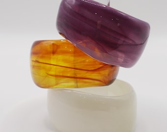 Small Chunky Wide Resin Bracelet Bangle,Ink-Wash Cuff Bracelet,Asymmetrical Statement Bracelet,Gift for Her,Gift for women