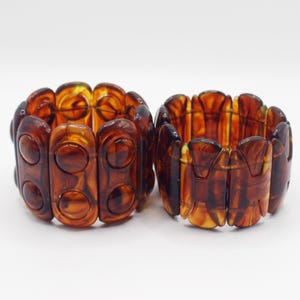 Vintage Brown Tortoise Elasticated Acrylic Bracelet, Stack Wide Resin Bangle,Boho Style Strip Bracelet，Gif for Her/Women