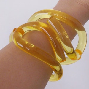 Translucent Yellow Resin Bracelet,Clear Resin Bangle, Vintage Bracelet,Statement Bracelet,Gift for Her,Gift for women