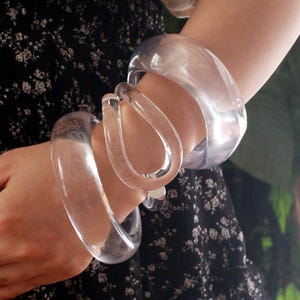 Stacked Chunky Translucent Resin Bracelet,Clear Resin Bangle, Vintage Bracelet,Statement Bracelet,Gift for Her,Gift for women