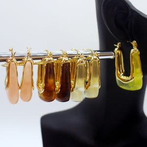 Geometric Resin Hoop Earrings: Oxidized Copper, Hand-Poured