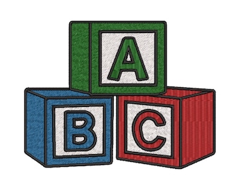 ABC-borduurontwerp, ABC-blokkenontwerp, kraamcadeau, digitale download, 3 maten