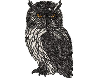 Owl Embroidery Design: Bird of Prey Machine Embroidery File (3, 4, 5 inch)