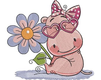 Cadeau babynijlpaard met bloem, schattig kinderkamerdecor, kraamcadeau, cadeau-idee nieuwe baby