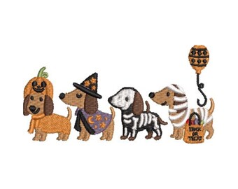 Halloween teckel machineborduurontwerp (direct downloaden)